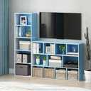 Furinno LUDER Book Shelf, 5-Tier Bookshelf, Bookcase with Open Shelves, 9.4 x 15.8 x 52, Easy Assembly, for Living Room, Bedroom, Home Office, White/Light Blue