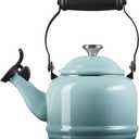 Le Creuset Enamel On Steel Demi Tea Kettle with Metal Finishes, 1.25 qt., Sea Salt