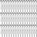 100 Pieces Forks and Spoons Silverware Set Stainless Steel Flatware Cutlery Set Dinner Forks and Spoons Mirror Polished Dishwasher Safe Utensil for Kitchen Restaurant or Home