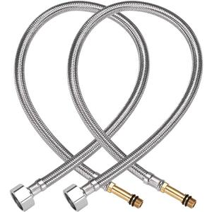 uxcell Faucet Supply Line Connector G1/2 Female to M10 x 1.0 Male 31.5 Inch Length 304 Stainless Steel Hose 2Pcs