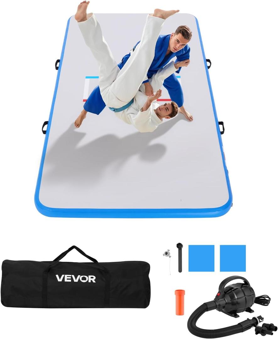 VEVOR Wrestling Mat, Martial Arts Thick Mat for Home Gym Exercise, PVC or Inflatable Training Mats with Circles,for Gymnastics, Tatami, Jiu Jitsu BJJ MMA Judo, Blue Inflatable, 10*5ft