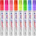 TFIVE Fluorescent Paint Markers, 8 Colors Neon UV Paint Pens for Blacklight - Oil-Based, Medium Tip, Waterproof Permanent Marker Pens for Rock Painting, DIY Art Crafts, Scrapbooking, Glass Windows