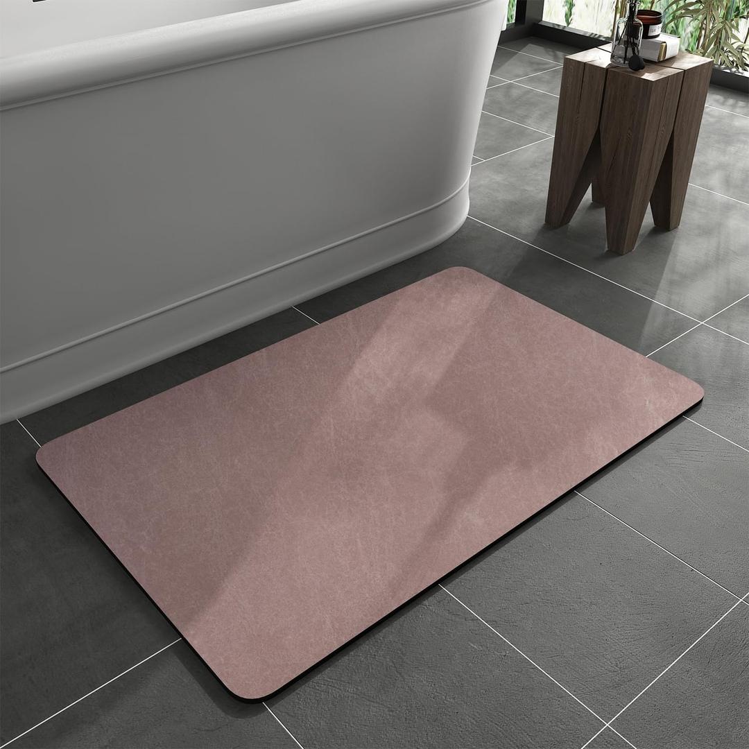 MontVoo -Bath Mat Rug-Rubber Backing Non Slip Quick Dry Absorbent Thin Bathroom Rugs Fit Under Door-Faux Suede Surface Bathroom Floor Mats-Shower Rug for in Front of Bathtub Shower Dusty Rose 17x27.5 (17"x27.5", Dusty Rose)