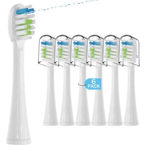 6 Pack Replacement Replacement Brush Heads for  - Flossing Toothbrush Compatible with Sonic Fusion SF01/SF02 and Sonic Fusion 2.0 SF03/SF04- White with Caps