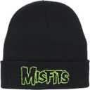 Misfits Logo Black Beanie, Officially Licensed Merchandise | Embroidered Knit Winter Hat, Unisex Headwear, Punk Rock Fan Gift (Black)