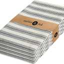 Native Fab 4 Pack Farmhouse Modern Stripe Kitchen Dish Towels Cotton Super Absorbent Quick Drying Reusable 18x26 Inches - Bar Hand Towels, Kitchen Cleaning Towels with Hanging Loop, Zaha Black (Set of 4)