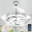 42" Retractable Ceiling Fan with Lights Remote Modern Fandelier Chandelier Ceiling Fans Quiet Reversible DC Motor 3000K-6000K Dimmable LED 3 Colors 6 Wind Speeds for Bedroom Living Room