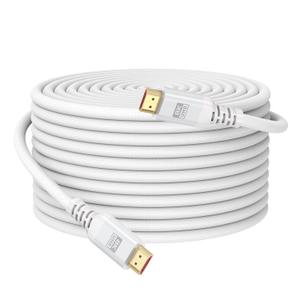 8K White HDMI Cable 30 FT, HDMI 2.1 Cable 30FT Ultra High Speed eARC Braided Long HDMI Cord with 8K@60Hz, 4K@120Hz, HDR10+, Dolby, 3D, HDCP2.3 for Laptop/Monitor/HDTV/Soundbar/Blu-ray/PS5/Xbox