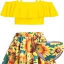 Arshiner Girls Bathing Suits Size 10-12 Tween Swimsuits 12-14 Floral Tankini Summer Fashion Ruffle Bikini Swimwear Swim Skirt Sunflower Size 12-13