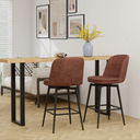 Total Tactic JV11583BN-2 27 in. Swivel Bar Stool Counter Height Chair with Padded Seat - Black & Brown - Set of 2