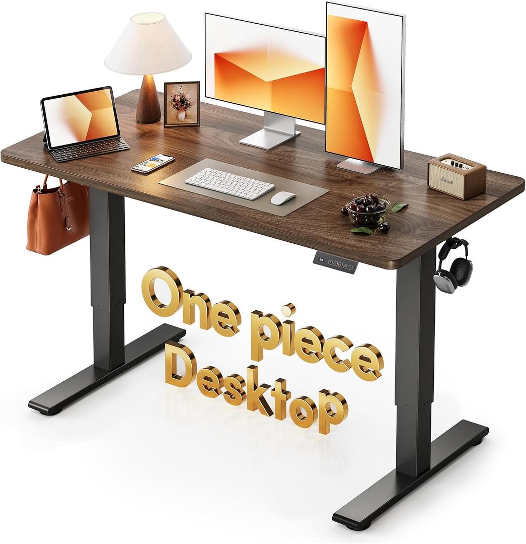 CubiCubi 48 x 24 Electric One-Piece Standing Desk, Dark Walnut