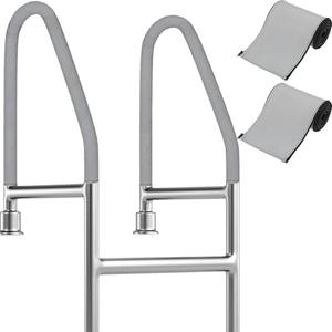 Treela 2 Pcs Pool Handrail Cover 6 Feet Swimming Pool Handrailing Covers with Zipper Slip Resistant Anti Scald Neoprene Safety Rail Grip for Inground Swimming Ladder Entry Handle Sleeve(Light Gray)