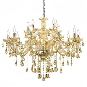 Luxury K9 Crystal Chandelier 15 Light, Modern Cognac Crystal Ceiling Chandelier Lighting Fixture Candle Style E12 Base for Dinning Living Room Bedroom Hallway (15 Lights)