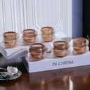 Woho Ribbed Amber Votive Candle Holders Set of 12 for Wedding Table, Vintage Glass Tealight Candle Holder for Fall Decor, Boho Tea Lights Candle Holder for Thanksgiving (Brown, 2.1" H X 2.75" D)