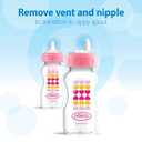 Dr. Browns Anti-Colic Options+ Wide-Neck Sippy Bottle Starter Kit, 9oz/270mL, with Level 3 Medium-Fast Flow Nipple and Soft 100% Silicone Sippy Spout, Pink, BPA Free, 6m+