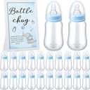 Roowest Bottle Chug Baby Shower Game Favors Including Blue Elephant Theme Wooden Sign and 18 Pcs Baby Bottles for Gender Reveal Party Supplies