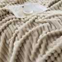 Khaki Throw Blanket for Couch Sofa 50x60 inches Striped Fleece Blankets Room Home Decor Lightweight Plush Soft Cozy Gifts for Women Mom Girls