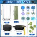 3 x FoldTier 38 Pcs 2026 Graduation Table Centerpieces Set, DIY Grad Party Decorations with Mason Jar Style Vases, Felt Caps, Artificial Flowers, Eucalyptus Sprigs, Class of 2026 Table Decor Gifts(Blue)
