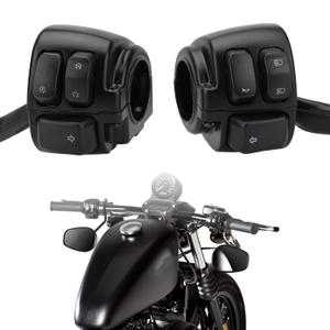 Motorcycle 1" 25mm Handlebar Switches Control and Wiring Harness Replacement for Harley Sportster 883 Dyna Softail Touring 1996-2012 (1 Pair Black)