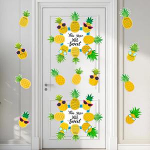 Honoson 50 Pcs Pineapple Classroom Door Decor Bulletin Board Set Summer Door Decor Back to School Pineapple Cutout for School Educational Activities