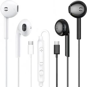 MAS CARNEY USB C Earbuds Wired TH9,Type-C Headphone with Mic,USBC Earphones Compatible with iPhone 15 16 iPad, Samsung Galaxy S25 S24 A53,Google Pixel,Xiaomi Redmi,Huawei Honor,Oppo,Vivo,Pack of 2
