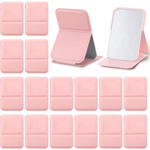 16 Pcs Pink Compact Mirror Bulk Mini Mirror Portable Travel Folding Tabletop Mirrors for Travel Employee Appreciation Women Return Gift Sleepover Party Gift Office Home Makeup (Pink)