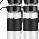 Small Glass Shaker Bottle, 4 Pack 16oz BPA Free Odorless Shaker Bottle with 304SS Mixing Ball and Removable Cleaning Brush for Fitness & Protein Shakes(Black-4Pack)