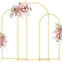 Putros Metal Arch Stand Gold Wedding Chiara Backdrop Stand Set of 3 (7.2FT, 6.6FT, 6FT) Square Arched Frame for Birthday Party Decoration