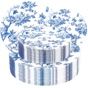 EI 60pcs Blue Plastic Plates Disposable Heavy Duty,Blue and White Floral Disposable Plates,10.25" Dinner & 7.5" Dessert Plate,Natural Fresh and Elegant Decorations for Birthdays/Tea Party/Wedding