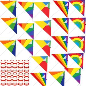 VioraWhite 30 Pcs Colorful Kites 24 Inch for Kids Adults Easy to Fly on Yard Beach Outdoor Toys Great for Birthday Party Favors Stocking Stuffers Family Beach Outdoor Games for Kids Ages 4-8 8-12