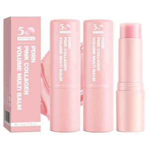 PDRN Pink Collagen Volume Multi Balm Stick, DNA & PDRN Collagen Wrinkle Stick – Wrinkle Care & Deep Hydration for Face, Lips, Eyes, Neck (2-Pack)