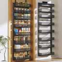 Pantry Door Organizers and Storage, 8-Tier Large Metal Heavy-Duty Frame Over the Door Spice Rack, 2 in 1 Wall-Mounted or Hanging shelf for Kitchen, Bathroom, Laundry Room, Bedroom, Closet &Nursery