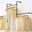 Industrial Pipe Clothing Rack Wall Garment Rack with Pipe Clothes Rails, Heavy Duty Clothes Hanging Rods Space-Saving Closet Organizer (Wall Clothing Rack-3 Hanging Rods)