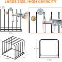 KORRTFID Kitchen Cabinet Organizer, Steel Cookware Holder, Divided Holder with 5 Slots for Skillets Baking Tray and Chopping Board Rack - Baking Pan Holder Storage (2 PCS)
