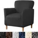 HFCNMY Banquet Armchair Slipcover,Stretch Velvet Armchair Cover Soft Chair Covers with Arms for Living Room Furniture Protector Black