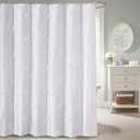 White Bow Fabric Shower Curtain Set for Teens Girls Funky Bathroom Decorations, Boho Cute Elegant Pretty Coquette Aesthetic Bathroom Shower Curtain Set with Hooks Machine Washable, 72"W x 72"L