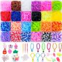XKDOUS 24 Colors Rubber Band Bracelet Kit, Bracelet Making Kit for Art and Craft, Rubberband Bracelets kit for Kids Ages 6+