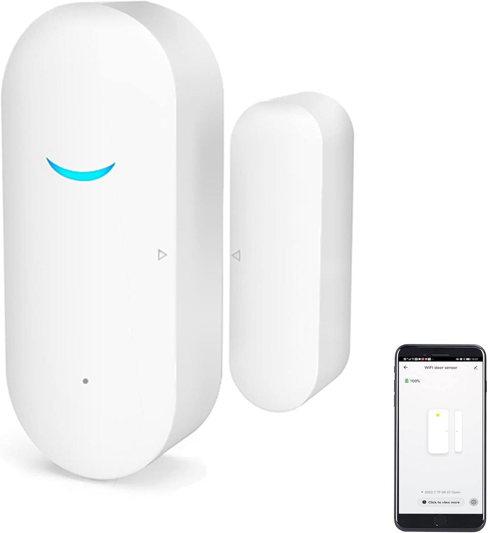 2-Pack WiFi Door and Window Sensors,Tuya Smart Alarm with Free Notification APP Control Home Security Alarm System, No Hub Required,Compatible with Alexa, Google Home