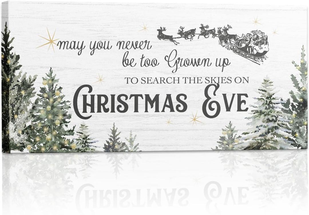 SVFGHGGN Rustic O Holy Night Navy Large Christmas Tree Winter Framed Above Wall Art Pictures Sign Canvas Jesus Christian Decor Decorations, 40x20 Inches (white christmas tree)