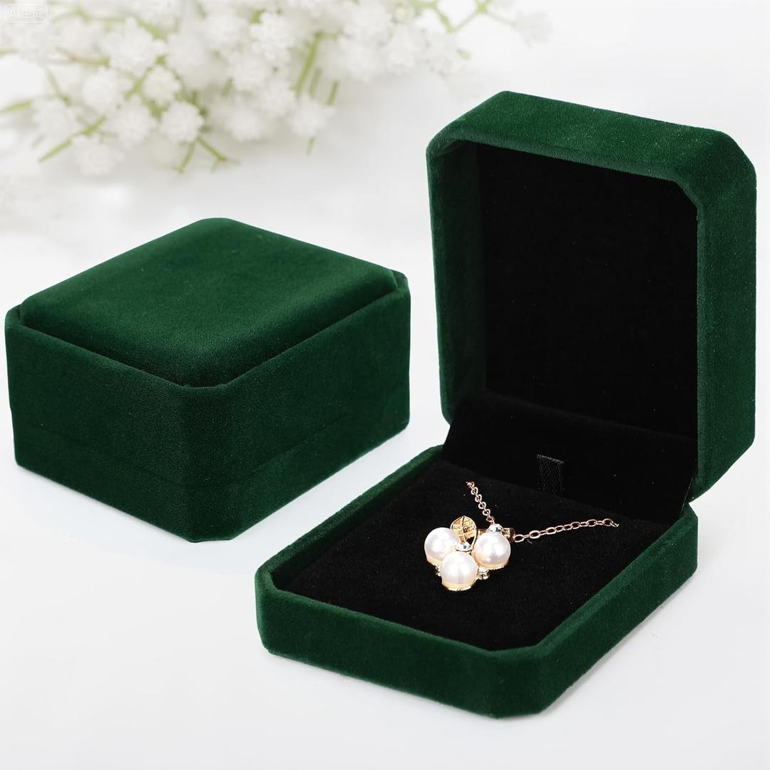 Sureio 24 Pcs Velvet Jewelry Gift Boxes Bulk for Necklace Pendant Ring Earring Bracelet Display Case Wedding (Dark Green)