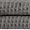 Cozy Earth Waffle Hand Towels - 60% Cotton 40% Viscose from Bamboo Hand Towels 20 x 30 Inches - Soft & Absorbent Terry, Reversible Mini Textured Waffle & Weave Pattern - 2 Pack (Charcoal)