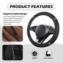 Bling Steering Wheel Cover Women,Rhinestones Sterring Wheel Cover with Two-Tone Leather,Anti-Slip Car Wheels Covers Car Accessories Fit for Diameter Ranging from 14.17 to 15.35" (Black)