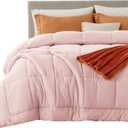 Bedsure Comforter Duvet Insert - Quilted Comforters King Size, All Season Duvet, GentleSoft Down Alternative Bedding, with 8 Tabs, Gifts for Women/Men, Pink, King 90 x 102 Inches