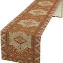 Boho Bohemia Style Orange Table Runner, Country Rustic Farmhouse Magical Abstract Print Pattern for Home Kitchen Table Decor Dining Coffee Room Garden Party Decor 13x36''