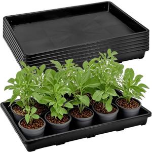 6 Pack Nursery Potting Trays, Plastic Seedling Starter Tray with No Drain Holes, Easy Watering Flat Garden Plant Growing Tray for Indoor Greenhouse Germination, 17.3'' x 11.6'' x 1.3''