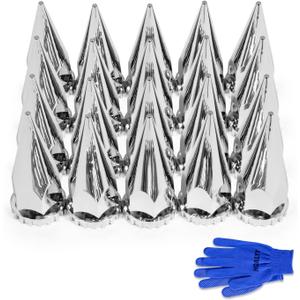 20Pcs Lug Nut Covers 32mm/33mm Spike Nut Covers ABS Chrome Plastic Anti-Rust Thread-on Pointed Nut Cover Caps for Semi Truck