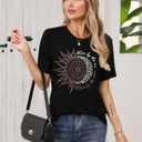 IRISGOD Womens Graphic Tees Casual Summer Short Sleeve Vintage T Shirts Tops (Black, XXL)