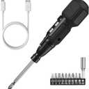 ORIA Electric Screwdriver Cordless, 12 in 1 Rechargeable Electric Screwdriver Set with 10 Bits and 1/4 inch Bit Holder, Power Repair Tool Kit with LED Lights, Charging Cable, for Phones,Toys, PC (Black)