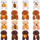 Vinsot 16 Pcs Thanksgiving Stuffed Animals Bulk Dog Plush with Pumpkin Maple Leaves Min Puppy Dog for Stuffed Animal Thanksgiving Theme Party Favors Gift