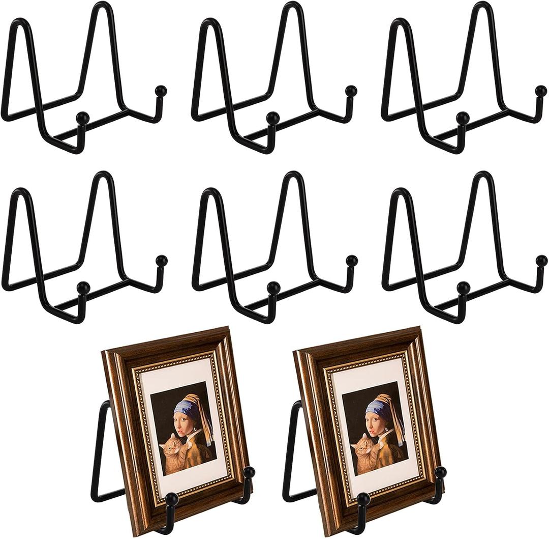Hedume 8 Pack 3 Inch Iron Display Stand, Black Metal Easel Plate Display Photo Holder Stand, Picture Frame Holder Stand for Photo Easel, Decorative Plate, Book